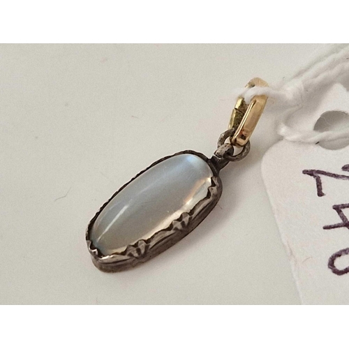 248 - A Edwardian moonstone silver set drop pendant with a gold bale