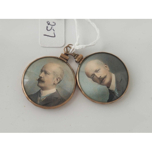 257 - A pair of Victorian gold portraits lockets