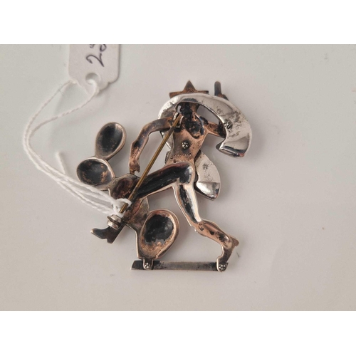 259 - A 1940s silver and paste Mexican bandito novelty brooch