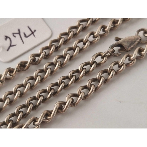 274 - A silver curb link neck chain 22 inch 25 gms