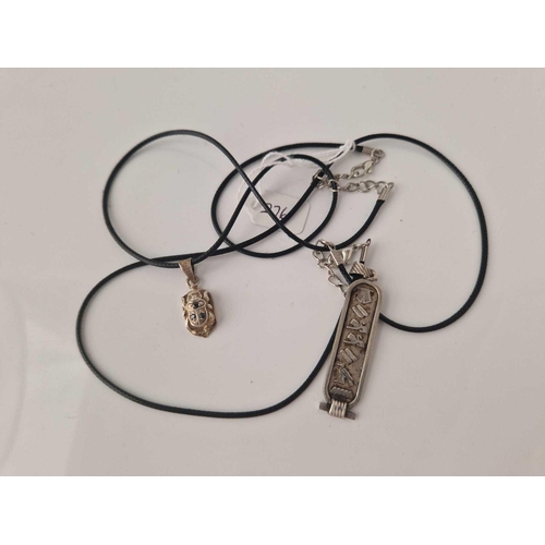 276 - Two Egyptian style silver necklaces