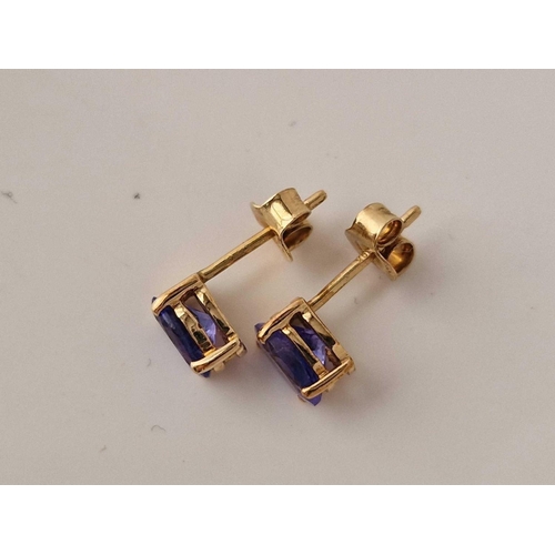 305 - a pair of blue stone set earrings 10ct gold 1.5 gms