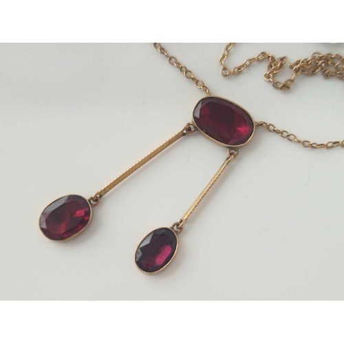 314 - A rose gold and foil backed necklace 16 inch 2.8 gms