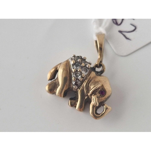 352 - A stone set elephant pendant 9ct 5.8 gms