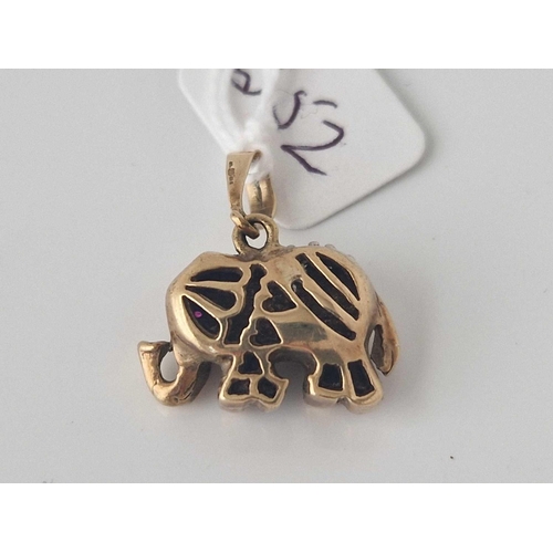 352 - A stone set elephant pendant 9ct 5.8 gms