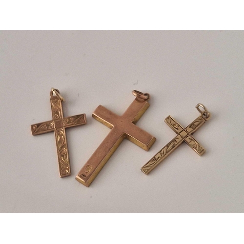 358 - Three Edwardian crosses 9ct 2.2 gms