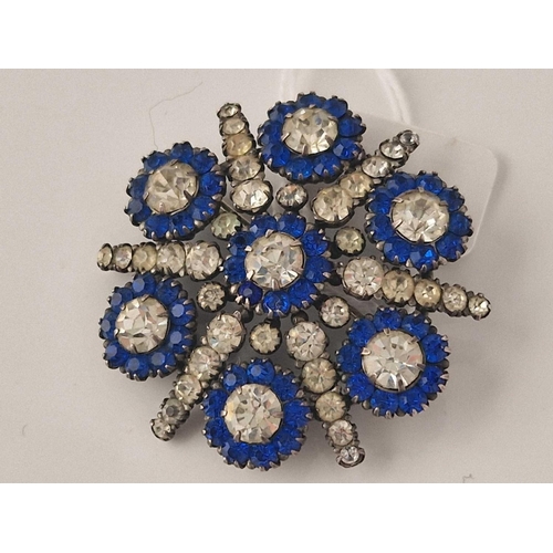 359 - A silver blue and white paste brooch