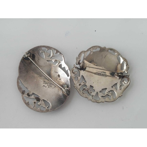 379 - Two Siam silver brooches