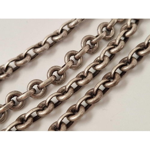 419 - A silver albert style neck chain 17 inch 43 gms