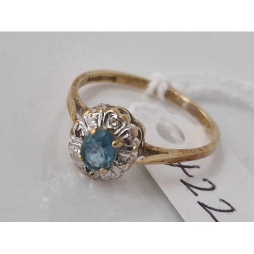 422 - A topaz and diamond ring 9ct size O 1.6 gms