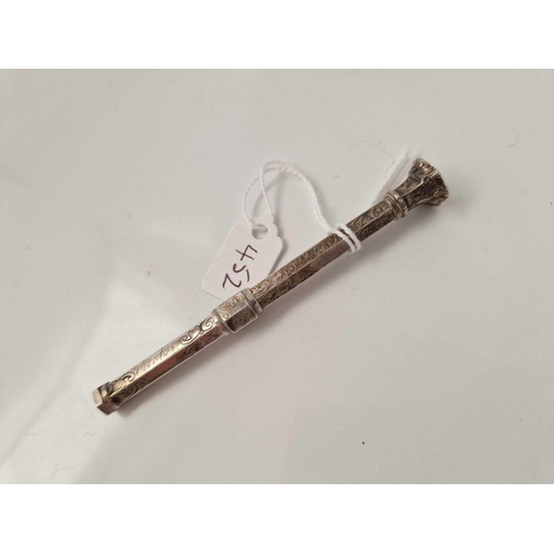 452 - A Victorian silver pencil dated 1853