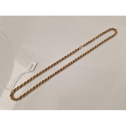 475 - A ROPE TWIST NECK CHAIN 9CT 20 INCH 12.1 GMS