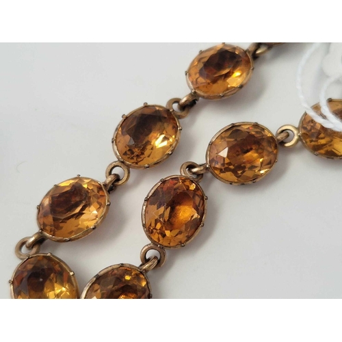 498 - A ANTIQUE FOILED BACK GOLD STONE SET BRACELET 7 INCH