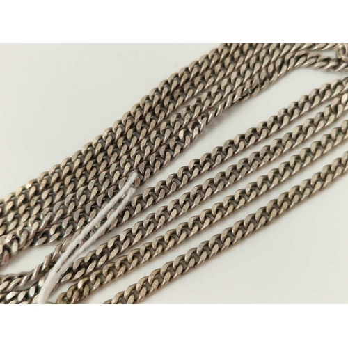 502 - Two flat link silver chains 19 and 20 inch 30 gms