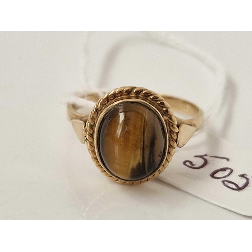 505 - A cats eye ring 9ct size S 3.8 gms