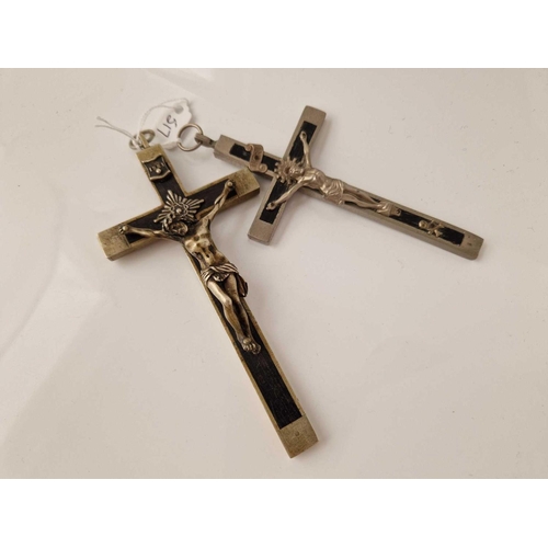 517 - Two large metal and wooden crosses