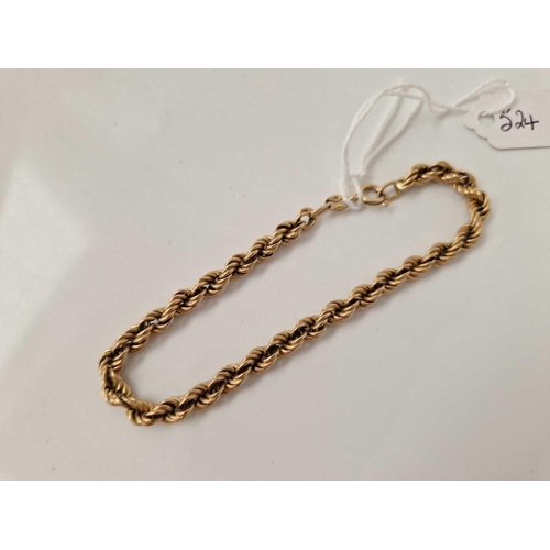 524 - A rope twist bracelet 9ct 7 inch 4.4 gms