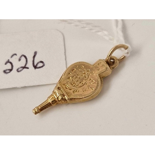 526 - A pair of bellows charm 9ct