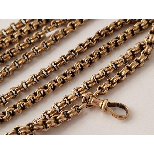 55 - A IMPRESSIVE VICTORIAN LONG GUARD CHAIN 9CT 60 INCH 60 GMS