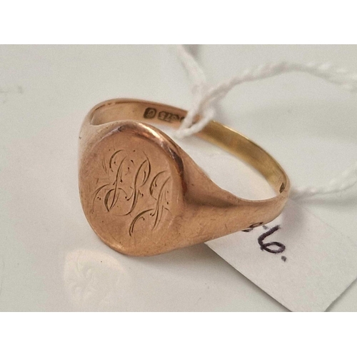 566 - A rose gold signet ring 9ct size X 3.6 gms