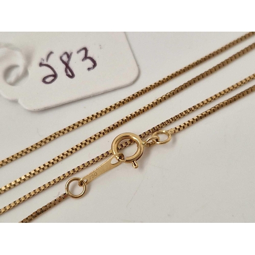 583 - A fine neck chain 18ct gold 17 inch 1.6 gms