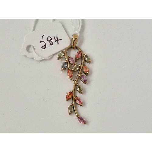 584 - A pendant with semi precious stones 9ct 2.9 gms