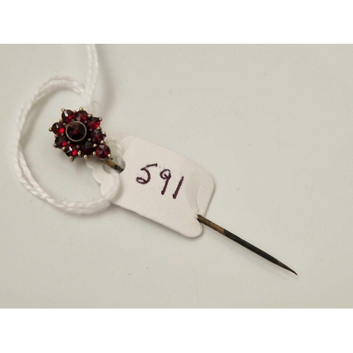 591 - A garnet toped stick pin