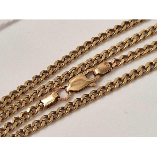 596 - A LONG FLAT LINK NECK CHAIN 9CT 26 INCH 13.7 GMS