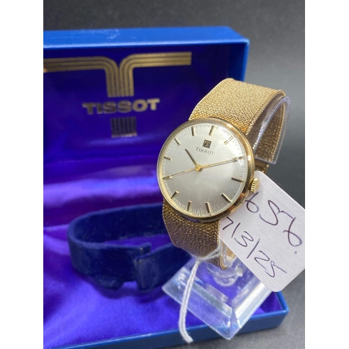 656 - A GENTS TISSOT WRIST WATCH 9CT 46.4 GMS INC. IN ORIGINAL BOX 6.5 INCHES