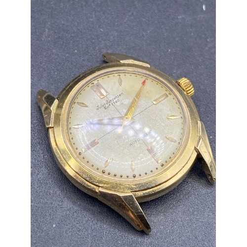 717 - A GENTS JEWELS JUTGENSEN AUTOMATIC WRIST WATCH 14CT GOLD WITH SECONDS SWEEP BACK AND WINDING BUTTON ... 