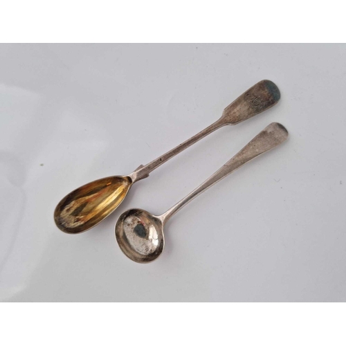 855 - A Georgian salt spoon, London 1817 and a mustard spoon Exeter 1882, two weigh 25 g