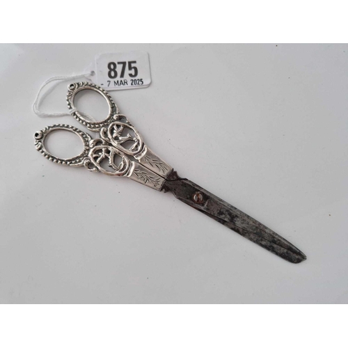 875 - A pair of Dutch silver mounted scissors