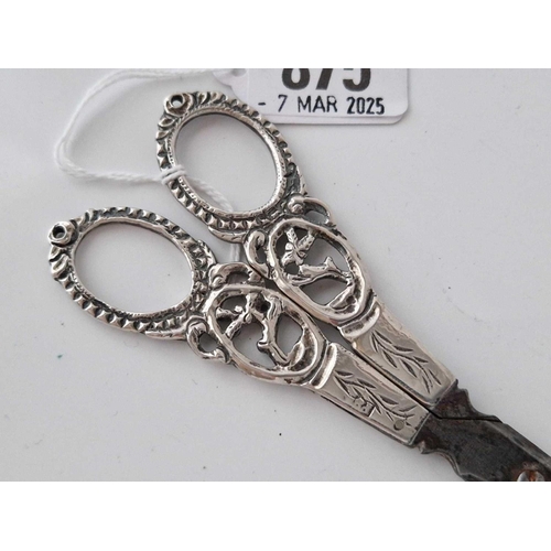 875 - A pair of Dutch silver mounted scissors