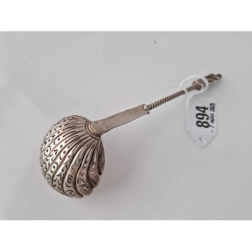 894 - A good quality Victorian sifter spoon with shell bowl, apostle finial, London 1850, 49g