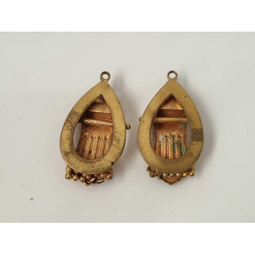 9 - A pair of gilt drop ear pendants