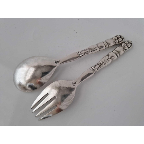 945 - A Pair of Georg Jensen Severs with Hammered Finnish 136g