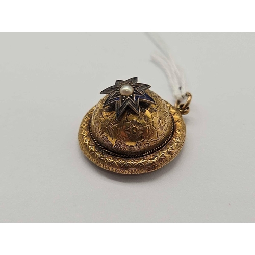 30 - A VICTORIAN PENDANT LOCKET WITH STAR 18CT GOLD 6.2 GMS