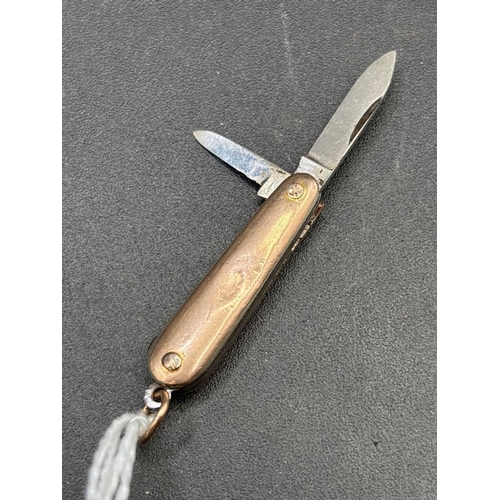 42 - Antique Edwardian gold mounted miniature pen knife with pendant loop