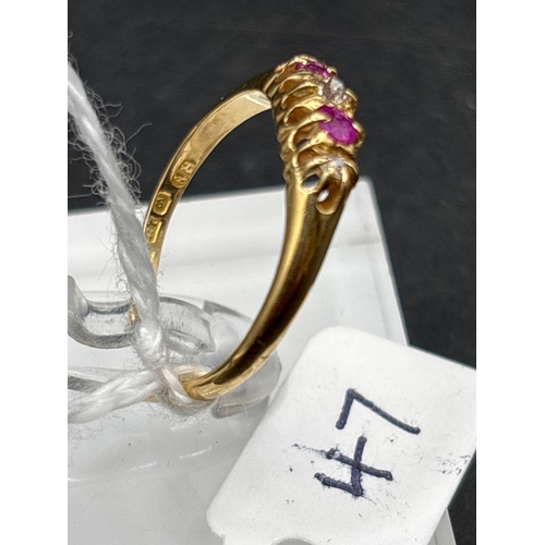 47 - Antique Edwardian ruby and diamond 4 stone ring, hallmarked Chester 1903, size S,  weight