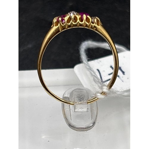 47 - Antique Edwardian ruby and diamond 4 stone ring, hallmarked Chester 1903, size S,  weight