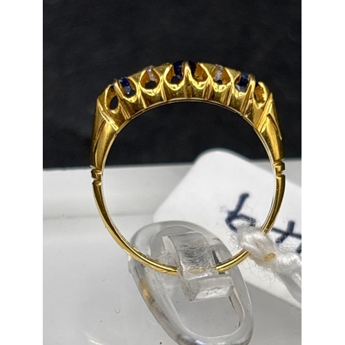 49 - Antique 18ct sapphire and diamond 5 stone gypsy ring, hallmarked Birmingham 1916, Size I