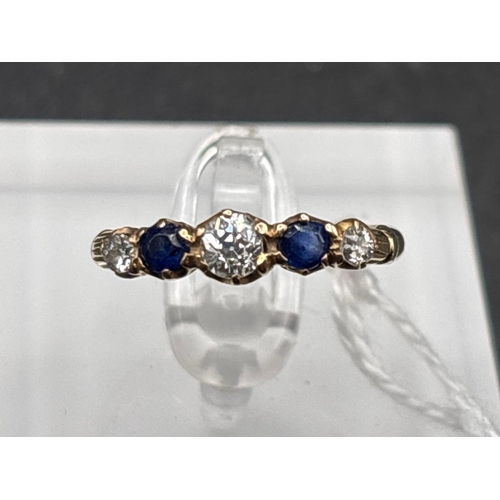 55 - A VICTORIAN SAPPHIRE AND DIAMOND RING 18CT GOLD SIZE O 2.4 GMS BOXED