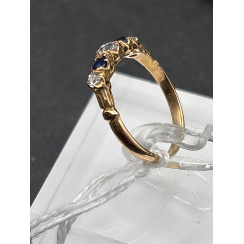 55 - A VICTORIAN SAPPHIRE AND DIAMOND RING 18CT GOLD SIZE O 2.4 GMS BOXED