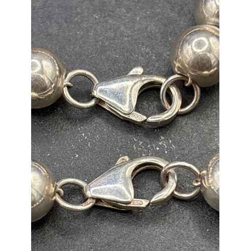 103 - Silver 925 ball necklace 16 inch with matching bracelet 7 inch