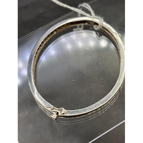 108 - Silver 925 hinged multi stone bangle 60mm diameter