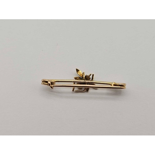 13 - An antique gold sapphire and pearl bug brooch 9/15ct