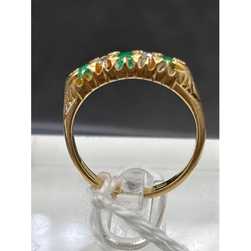 27 - Antique Emerald and diamond 5 stone ring, hallmarked Birmingham 1917, size M