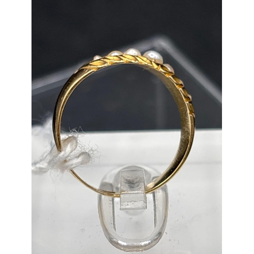 57 - A VICTORIAN PEARL RING 18CT GOLD SIZE O 3.2 GMS