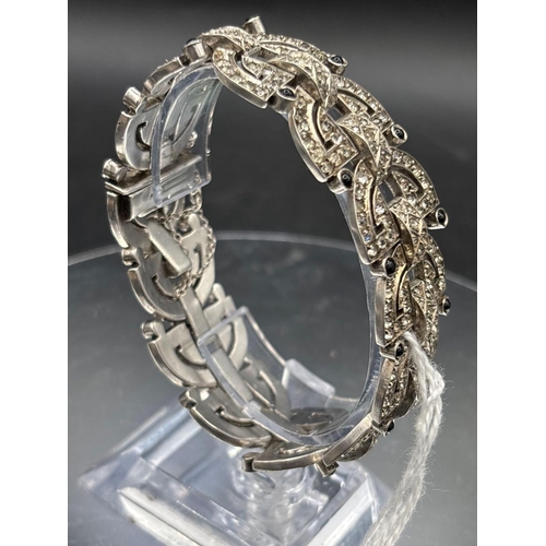 59 - A ART DECO SILVER AND PASTE BRACELET 7 INCH