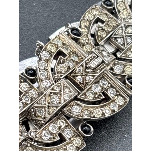 59 - A ART DECO SILVER AND PASTE BRACELET 7 INCH